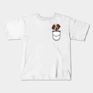 Funny Brittany Spaniel Pocket Dog Kids T-Shirt